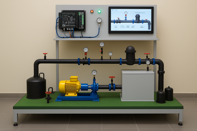 Учебно-лабораторный стенд Е17 «Обучающий комплекс насосных установок НПС с сегментом основного нефтепровода»